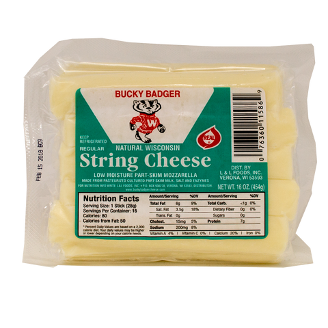 Bucky Badger 16oz Plain String Cheese